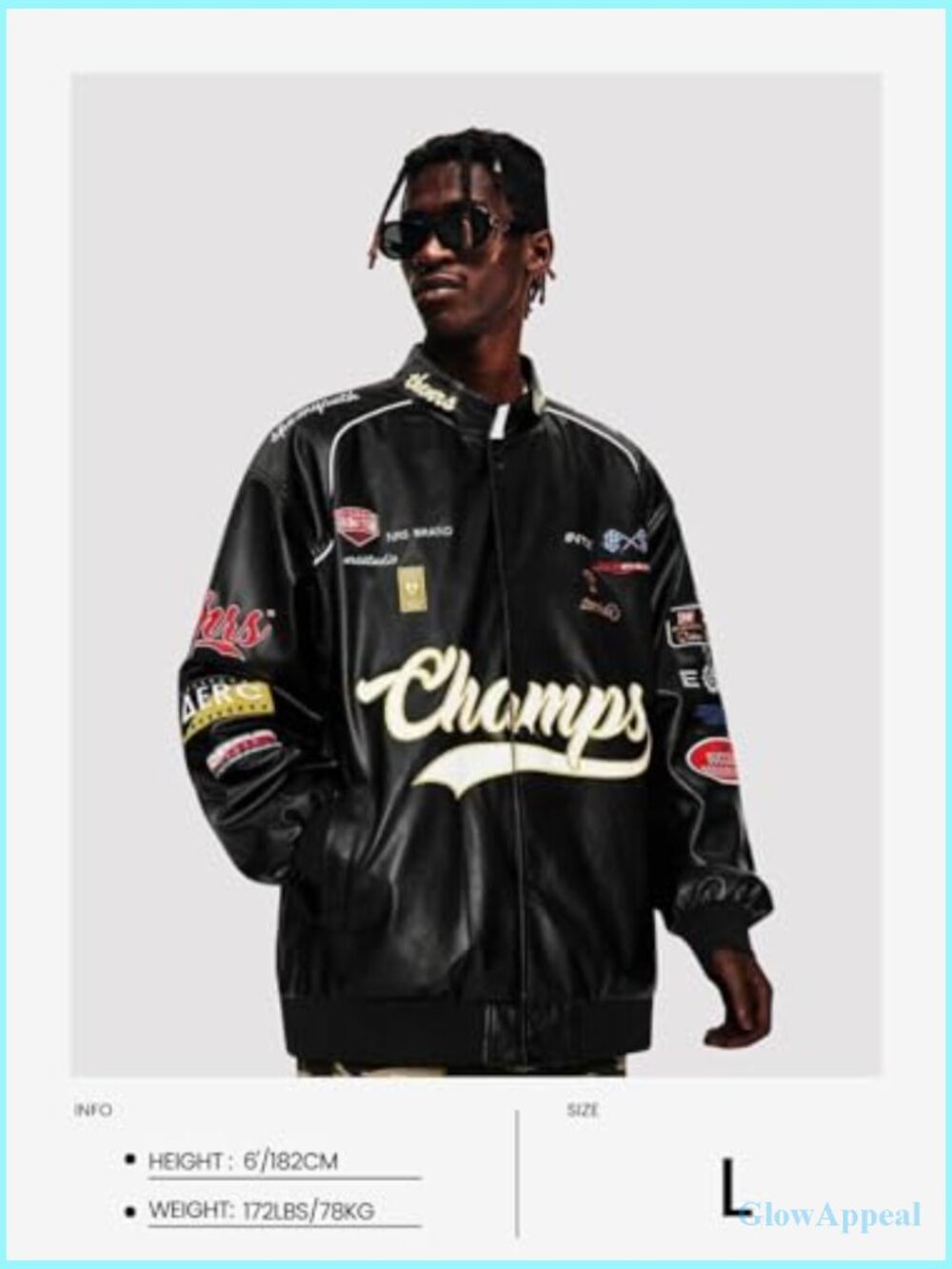 Oversized Faux Leather Racing Jacket Motorcycle Biker Streetwear Unisex - Picture 5 of 7